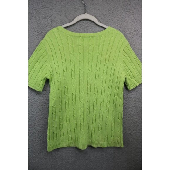 Quacker Factory Lime Green Short Sleeve Sweater-Medium-Sequins - Picture 8 of 10